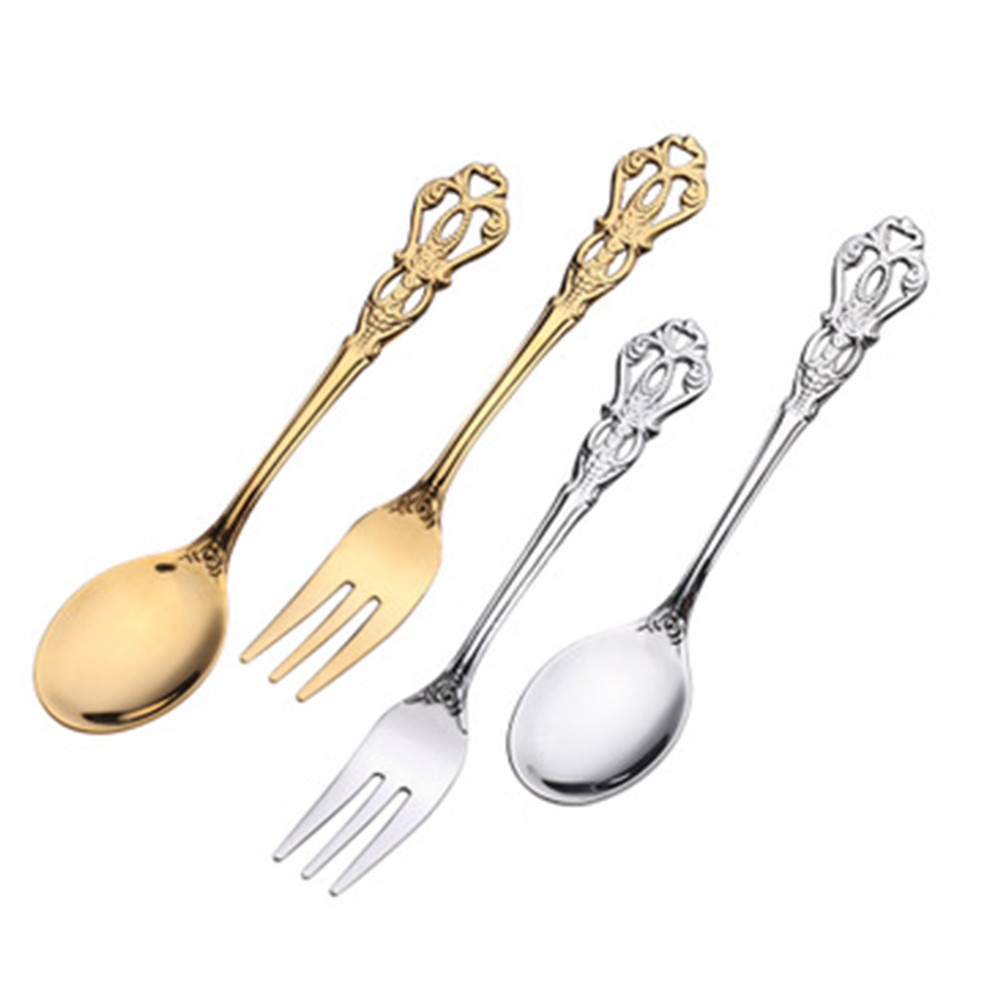 Gold Cutlery Flatware - 1 Pasang Set Peralatan Makan Sendok