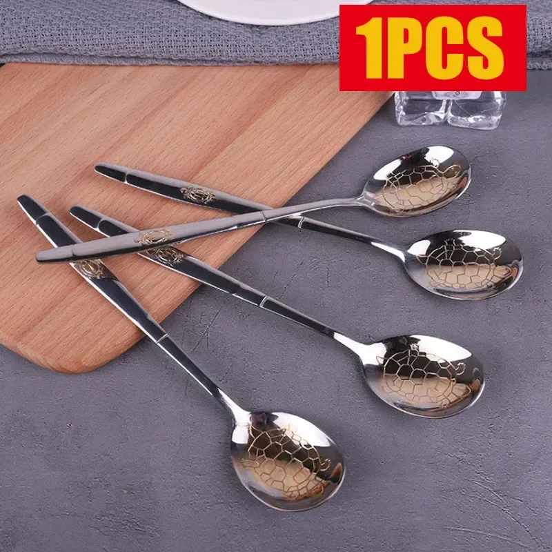 1 buah sendok makan malam kura - Gold Cutlery Flatware ulasan dan harga