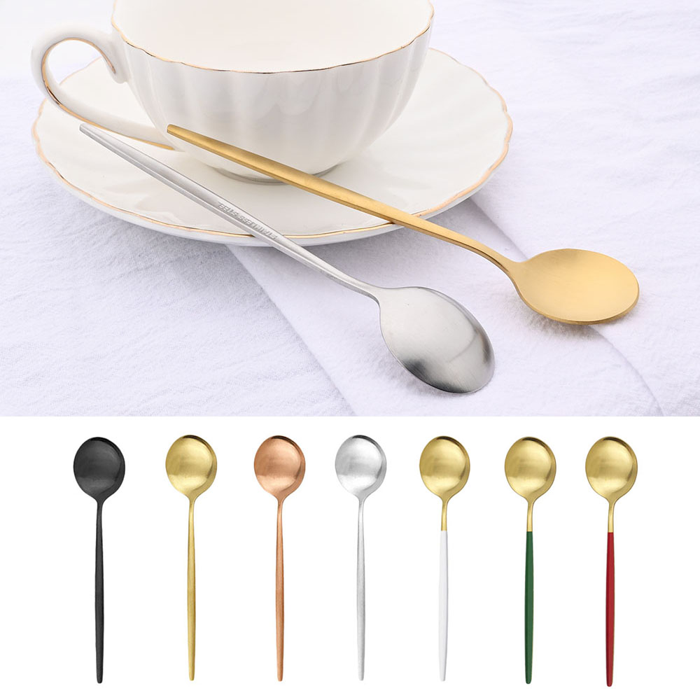 6Pcs Small Matte Spoon Tea Cof - Gold Cutlery Flatware ulasan dan harga